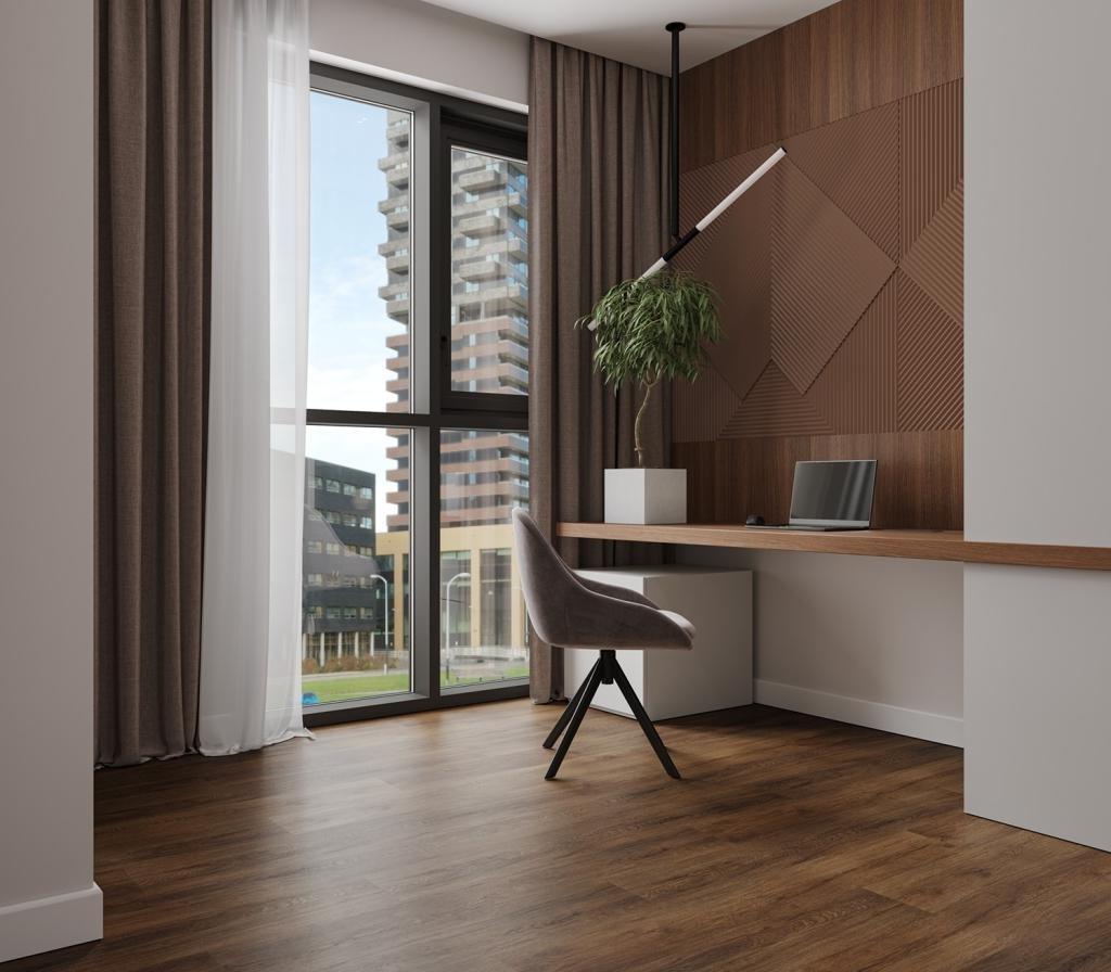 Кварцвиниловая плитка Alpine Floor клеевая Ultra Дуб Казимир ЕСО 5-40 1219,2×184,15×2 фото в интерьере